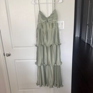 ASTR the label Tiered Pleated Maxi Dress in Sage Green